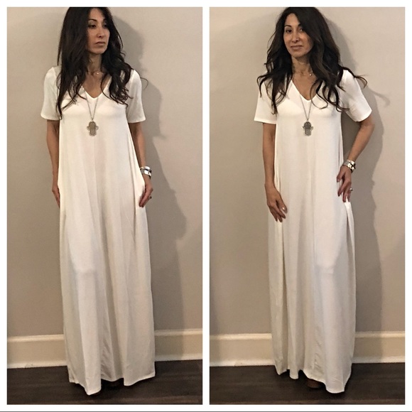 ✨LAST ONE✨Off white loose fit pocket maxi dress - Picture 5 of 8